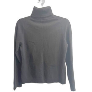 Garnet Hill M Women 100% Cashmere Turtleneck Sweater Black Classic Old Money Lux